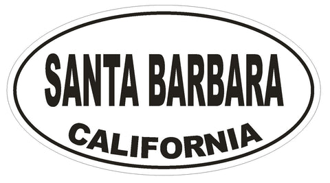 Santa Barbara California Oval Bumper Sticker or Helmet Sticker D2819 Euro Oval - Winter Park Products
