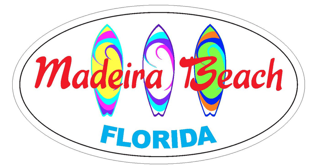 Madeira Beach Oval Bumper Sticker or Helmet Sticker D3728 Florida