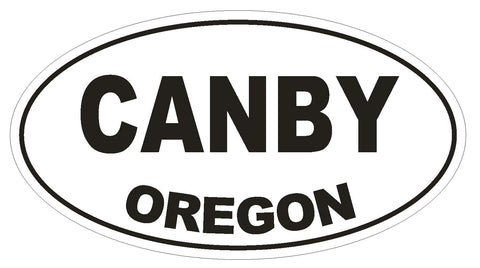 Canby Oregon Oval Bumper Sticker or Helmet Sticker D2749 Euro Oval - Winter Park Products
