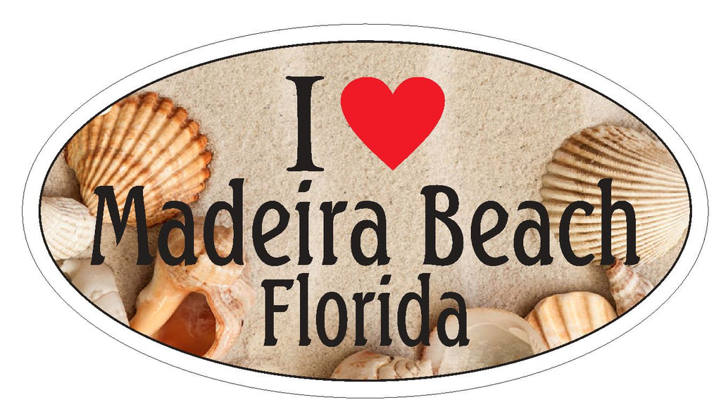 Madeira Beach Oval Bumper Sticker or Helmet Sticker D3733 Florida