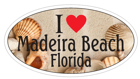Madeira Beach Oval Bumper Sticker or Helmet Sticker D3733 Florida