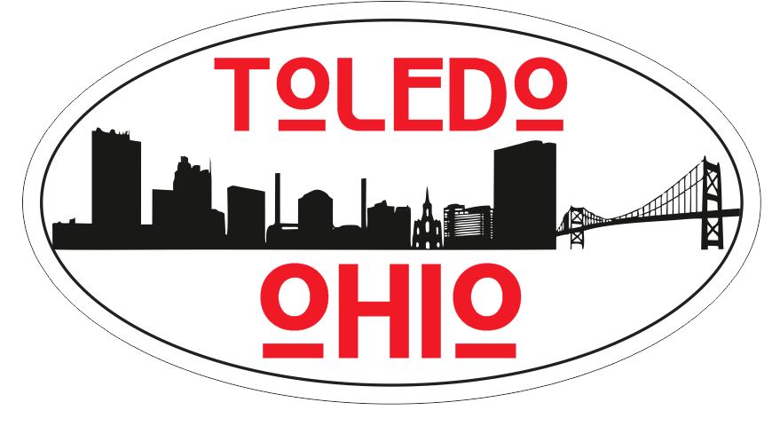 Toledo Ohio Oval Bumper Sticker or Helmet Sticker D5529