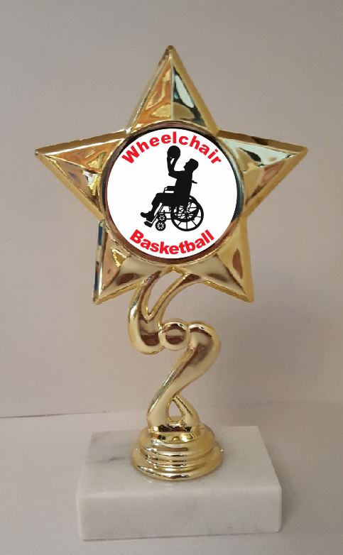 Wheelchair Basketball Trophy 7" Tall LOW AS $3.99 each FREE SHIPPING T03N9