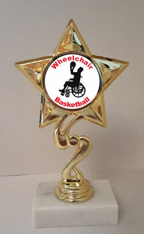 Wheelchair Basketball Trophy 7" Tall LOW AS $3.99 each FREE SHIPPING T03N9