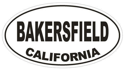 Bakersfield California Oval Bumper Sticker or Helmet Sticker D2784 Euro Oval - Winter Park Products