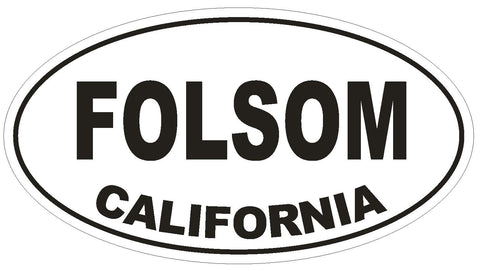 Folsom California Oval Bumper Sticker or Helmet Sticker D2856 Euro Oval - Winter Park Products