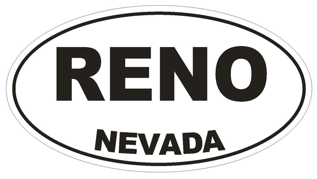 Reno Nevada Oval Bumper Sticker or Helmet Sticker D2904 Euro Oval - Winter Park Products