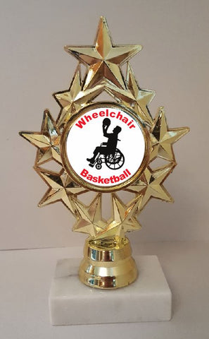 Wheelchair Basketball Trophy 7" Tall LOW AS $3.99 each FREE SHIPPING T04N9