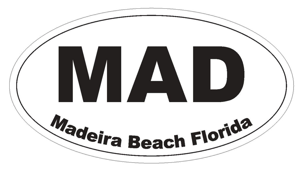 Madeira Beach Oval Bumper Sticker or Helmet Sticker D3729 Florida