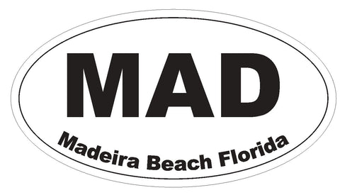 Madeira Beach Oval Bumper Sticker or Helmet Sticker D3729 Florida