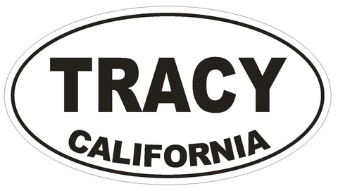 Tracy California Oval Bumper Sticker or Helmet Sticker D2869 Euro Oval - Winter Park Products