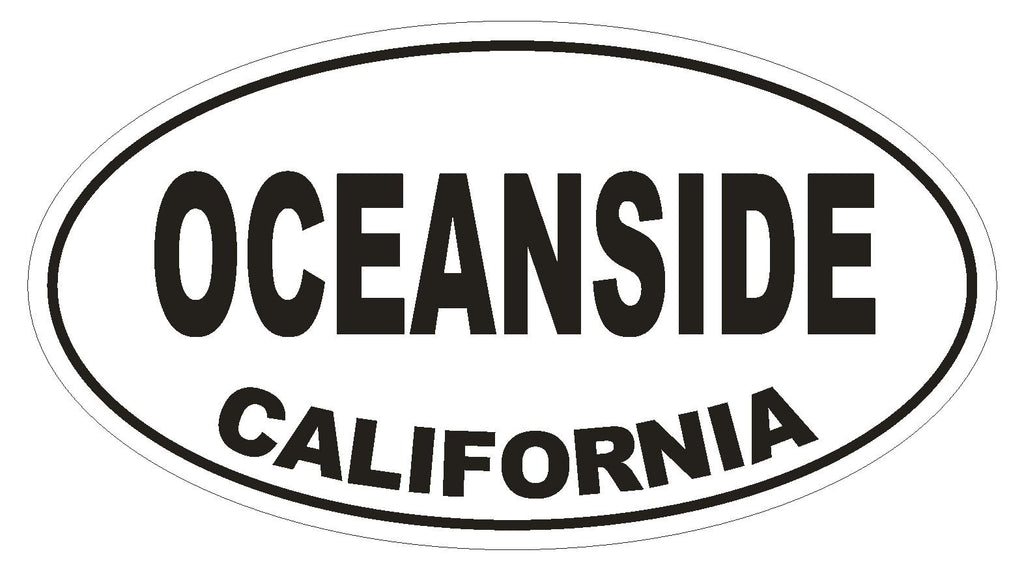 Oceanside California Oval Bumper Sticker or Helmet Sticker D2803 Euro Oval - Winter Park Products