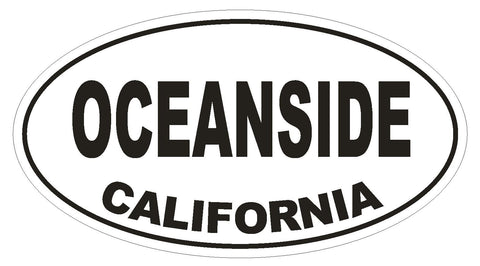 Oceanside California Oval Bumper Sticker or Helmet Sticker D2803 Euro Oval - Winter Park Products