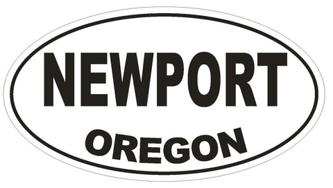 Newport Oregon Oval Bumper Sticker or Helmet Sticker D2760 Euro Oval - Winter Park Products
