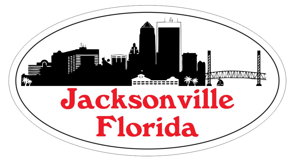Jacksonville Florida Oval Bumper Sticker or Helmet Sticker D3767