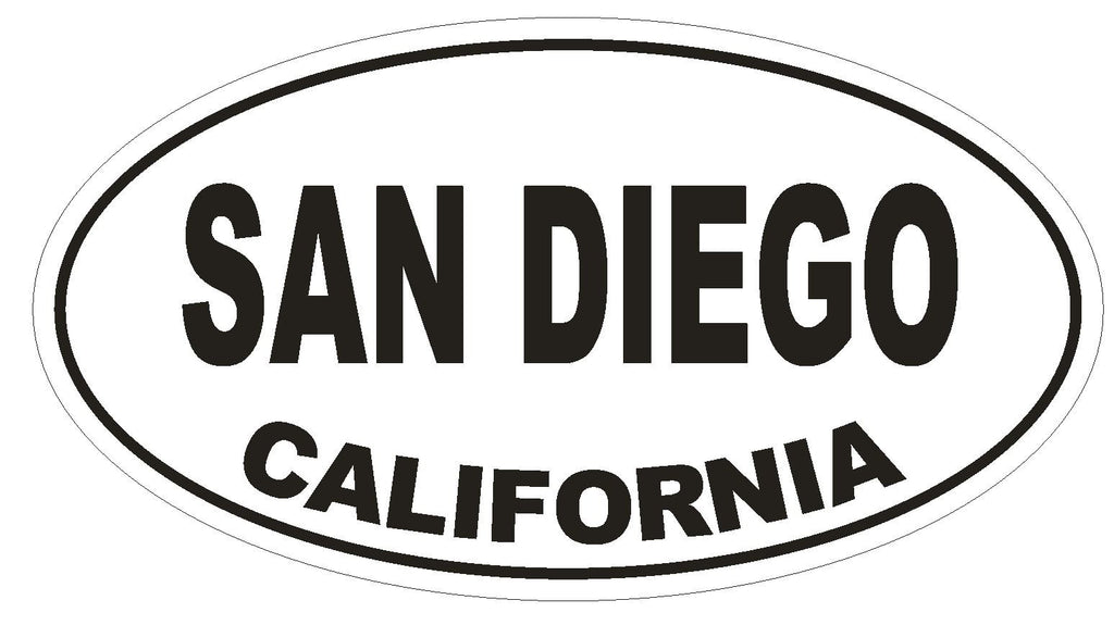 San Diego California Oval Bumper Sticker or Helmet Sticker D2815 Euro Oval - Winter Park Products