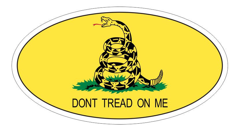 Don't Tread On Me Oval Bumper Sticker or Helmet Sticker D3748 Euro Oval