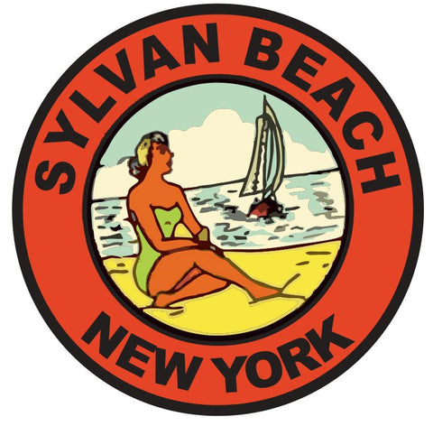 Sylvan Beach Sticker R4456 New York NY Vintage Look Travel Decal