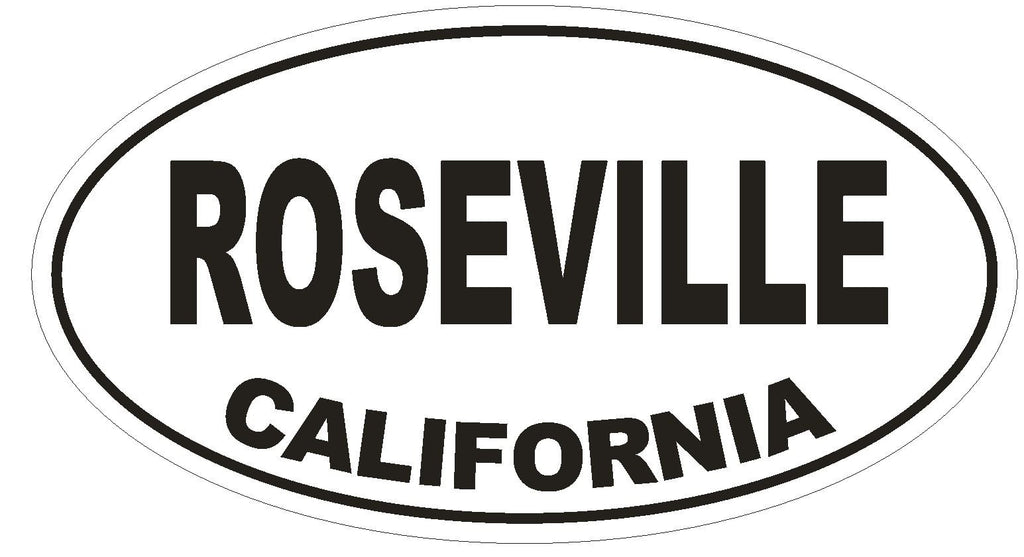 Roseville California Oval Bumper Sticker or Helmet Sticker D2813 Euro Oval - Winter Park Products