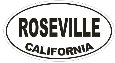 Roseville California Oval Bumper Sticker or Helmet Sticker D2813 Euro Oval - Winter Park Products