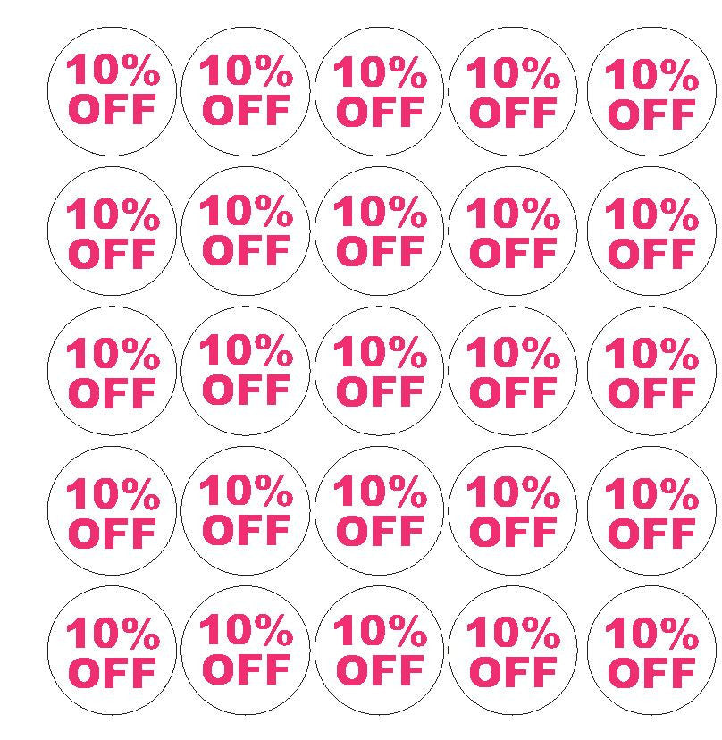 Pink 10% Percent Off Sale Sticker Retail Store FLEA MARKET Boutique #D53P - Winter Park Products
