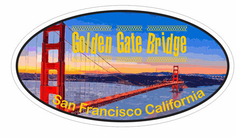 Golden Gate Bridge Oval Bumper Sticker or Helmet Sticker D3652 California - Winter Park Products