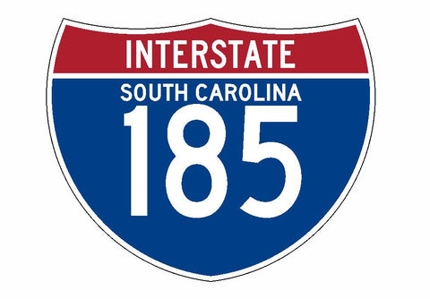 Interstate 185 Sticker R2114 South Carolina Highway Sign Road Sign - Winter Park Products