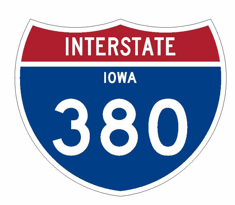 Interstate 380 Sticker R1975 Iowa Highway Sign Road Sign - Winter Park Products