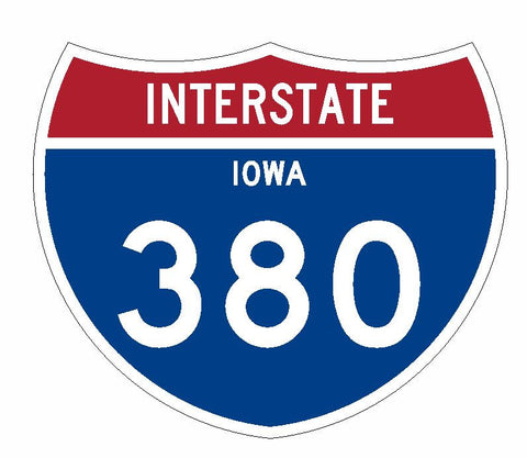 Interstate 380 Sticker R1975 Iowa Highway Sign Road Sign - Winter Park Products