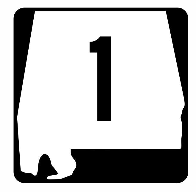 Alabama Route 1 Sticker Decal R1098 Highway Sign - Winter Park Products