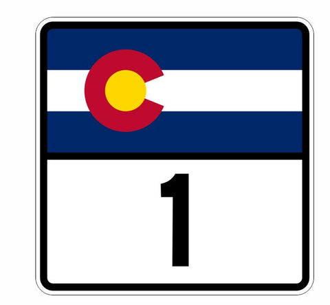 Colorado Route 1 Sticker Decal R1101 Highway Sign - Winter Park Products