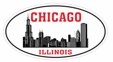 Chicago Illinois Oval Bumper Sticker or Helmet Sticker D3312 Euro Oval - Winter Park Products