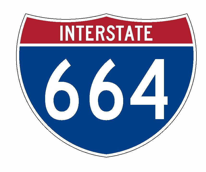 Interstate 664 Sticker R2048 Highway Sign Road Sign - Winter Park Products