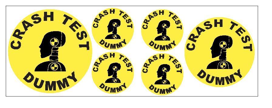 6 Piece Set Crash Dummy Sticker Decal R4646 $10.75 VALUE Only $5.99