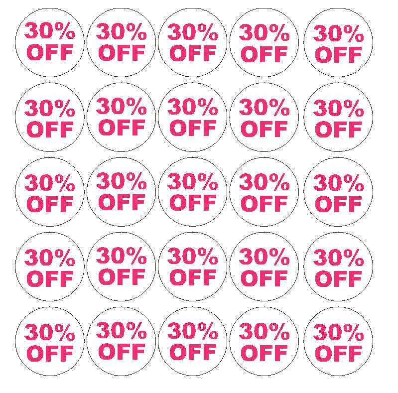 Pink 30% Percent Off Sale Sticker Retail Store FLEA MARKET Boutique #D55P - Winter Park Products