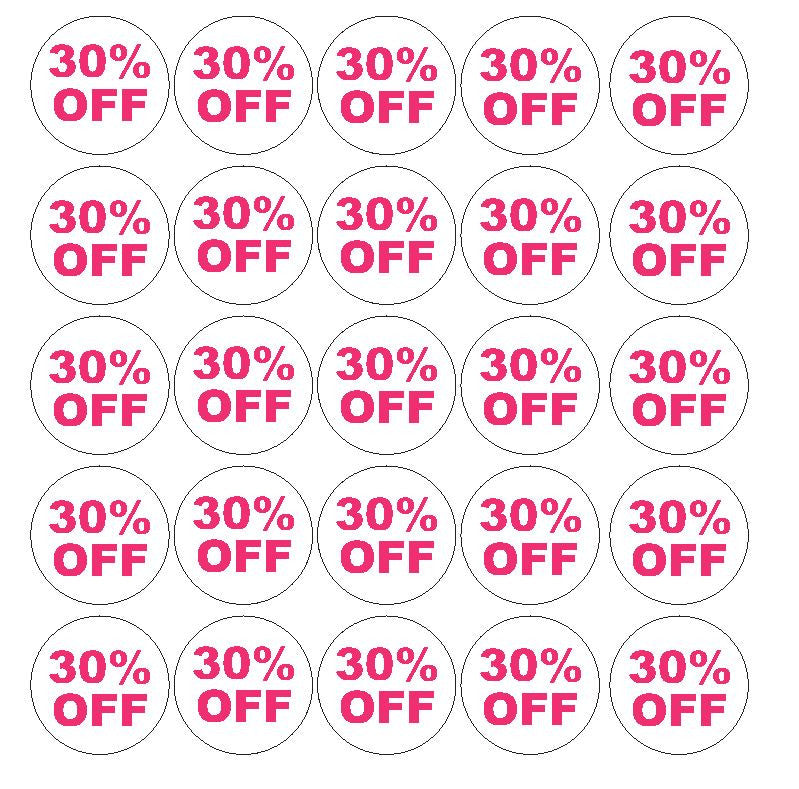 Pink 30% Percent Off Sale Sticker Retail Store FLEA MARKET Boutique #D55P - Winter Park Products