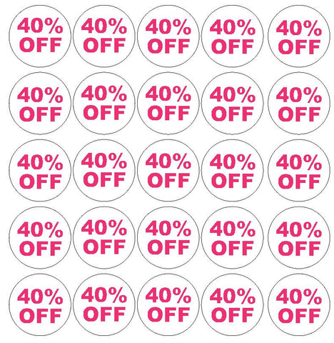 Pink 40% Percent Off Sale Sticker Retail Store FLEA MARKET Boutique #D56P - Winter Park Products
