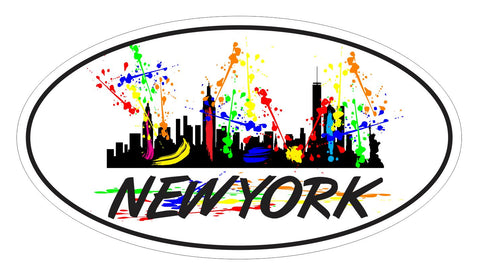 NYC New York Oval Bumper Sticker or Helmet Sticker D3697
