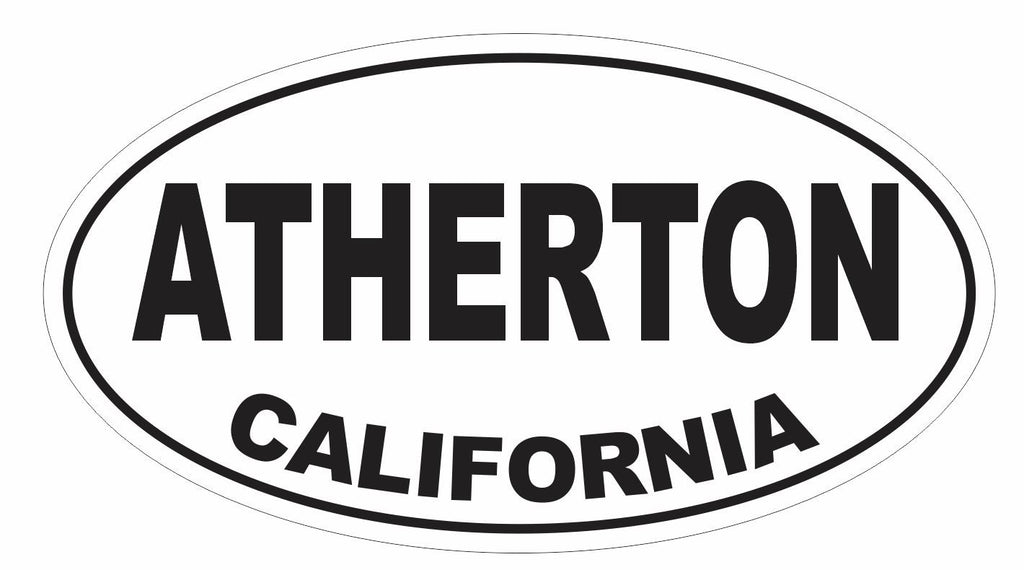 Atherton California Oval Bumper Sticker or Helmet Sticker D3008 Euro Oval - Winter Park Products