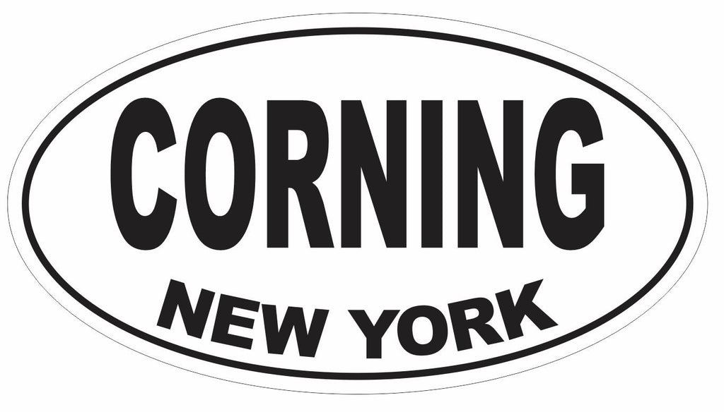 Corning New York Oval Bumper Sticker or Helmet Sticker D3046 Euro Oval - Winter Park Products