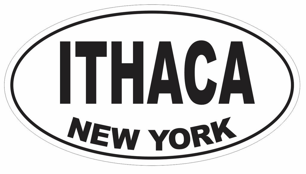 Ithaca New York Oval Bumper Sticker or Helmet Sticker D3054 Euro Oval - Winter Park Products