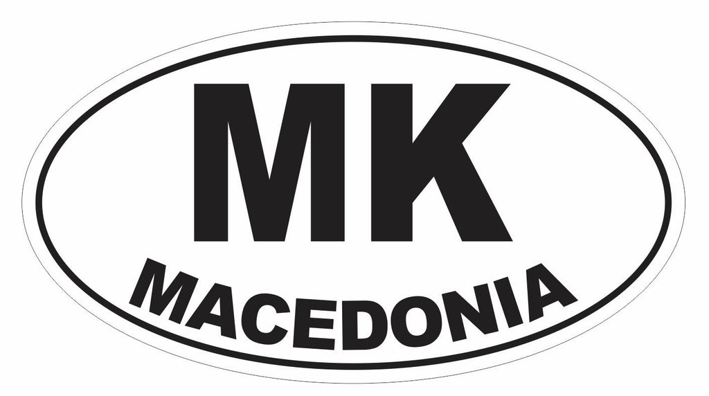 MK Macedonia Country Code Oval Bumper or Helmet Sticker D3098 - Winter Park Products