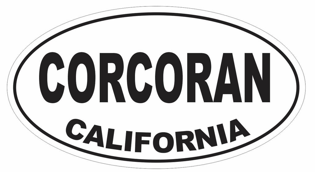 Corcoran California Oval Bumper Sticker or Helmet Sticker D3024 Euro Oval - Winter Park Products