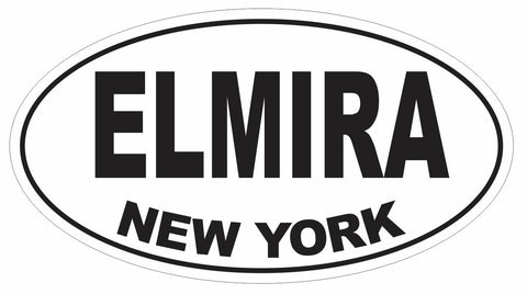 Elmira New York Oval Bumper Sticker or Helmet Sticker D3049 Euro Oval - Winter Park Products