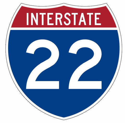 Interstate 22 Sticker Decal R894 Highway Sign - Winter Park Products