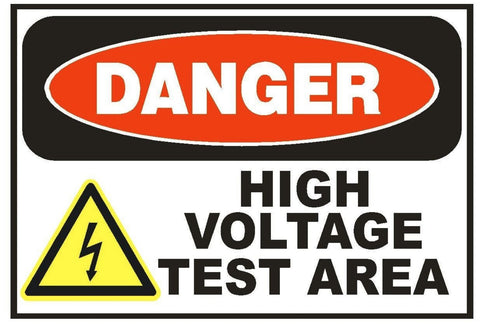 Danger High Voltage Test Area Sticker Safety Sticker Sign D277 OSHA - Winter Park Products