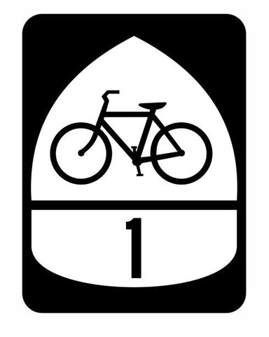Bicycle Route 1 Sticker Decal R878 Highway Sign - Winter Park Products