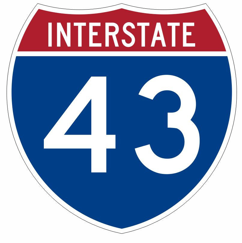 Interstate 43 Sticker Decal R906 Highway Sign - Winter Park Products