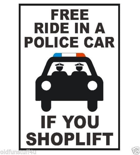 Police Car No Shoplifting Sticker D333 - Winter Park Products