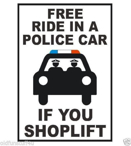 Police Car No Shoplifting Sticker D333 - Winter Park Products